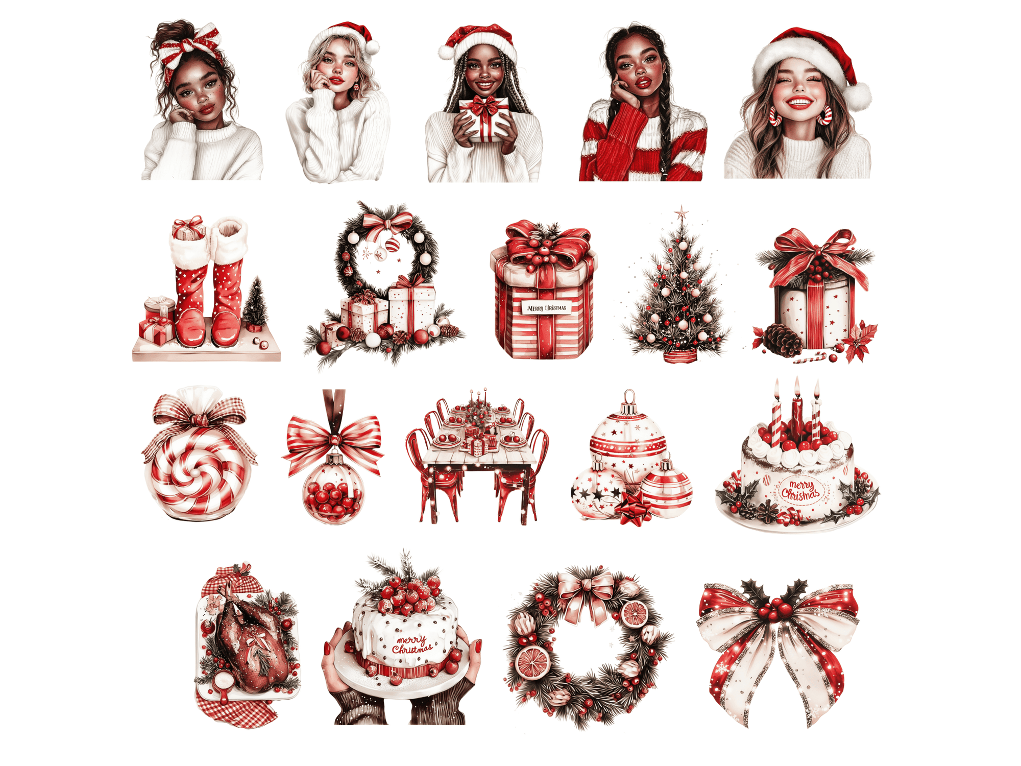 Merry Christmas Red - Clipart Bundle - Lillysreich