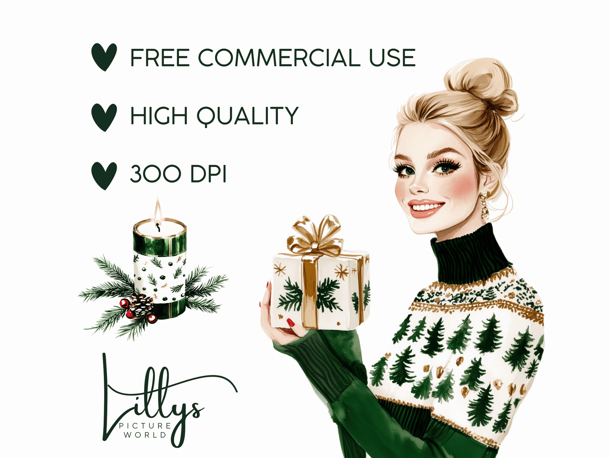 Pines Christmas Retro - Clipart Bundle - Lillysreich