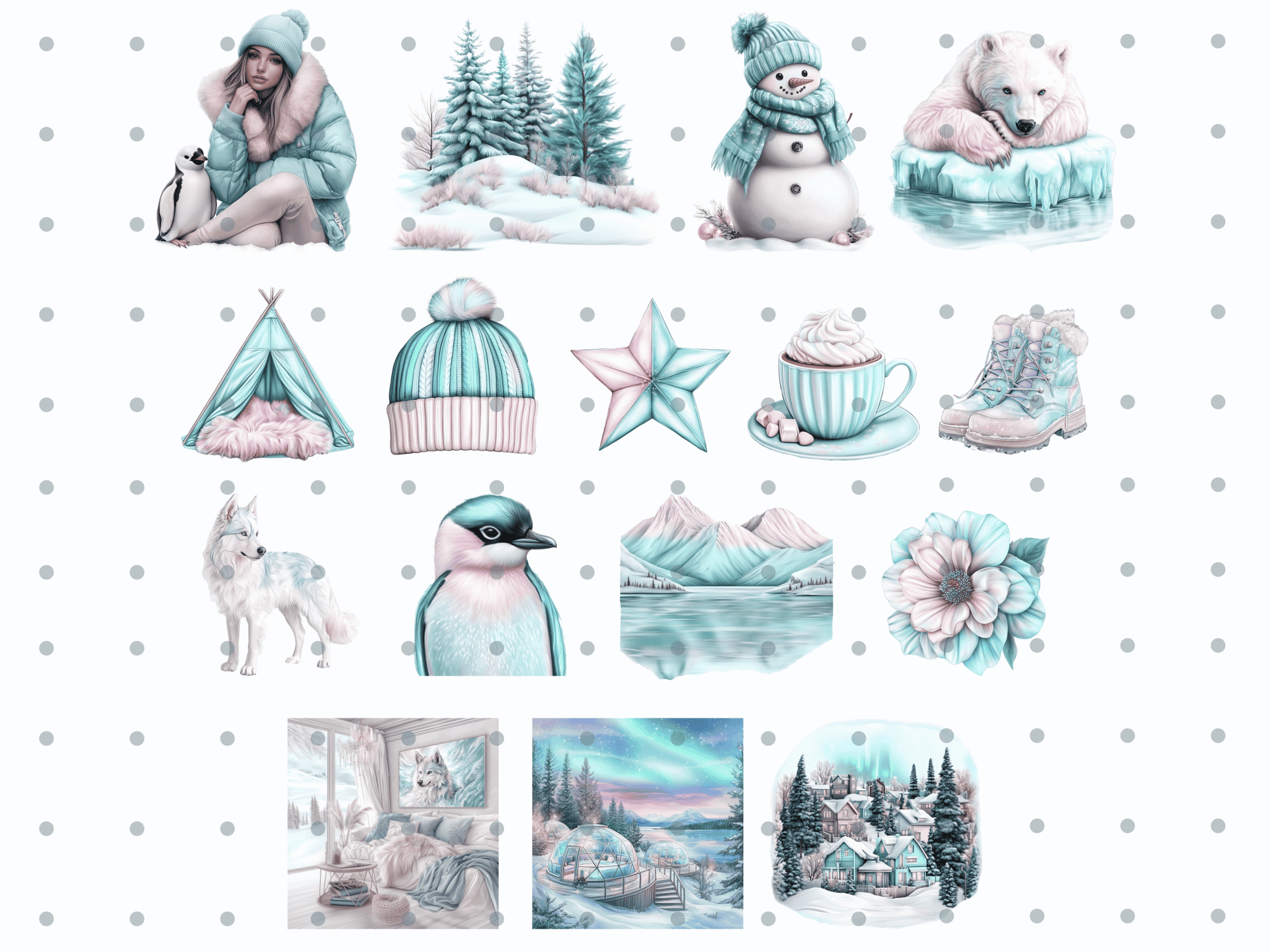 Polar Girl Pastell - Clipart Bundle - Lillysreich