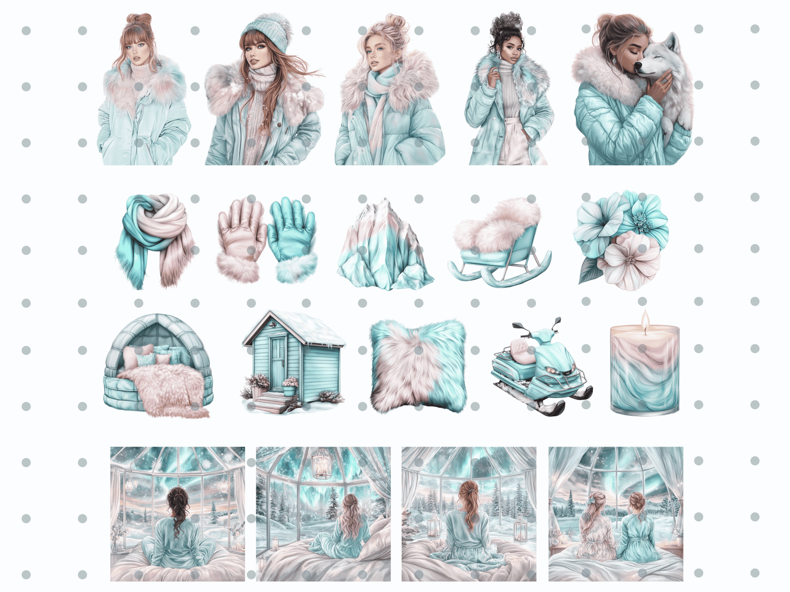 Polar Girl Pastell - Clipart Bundle - Lillysreich