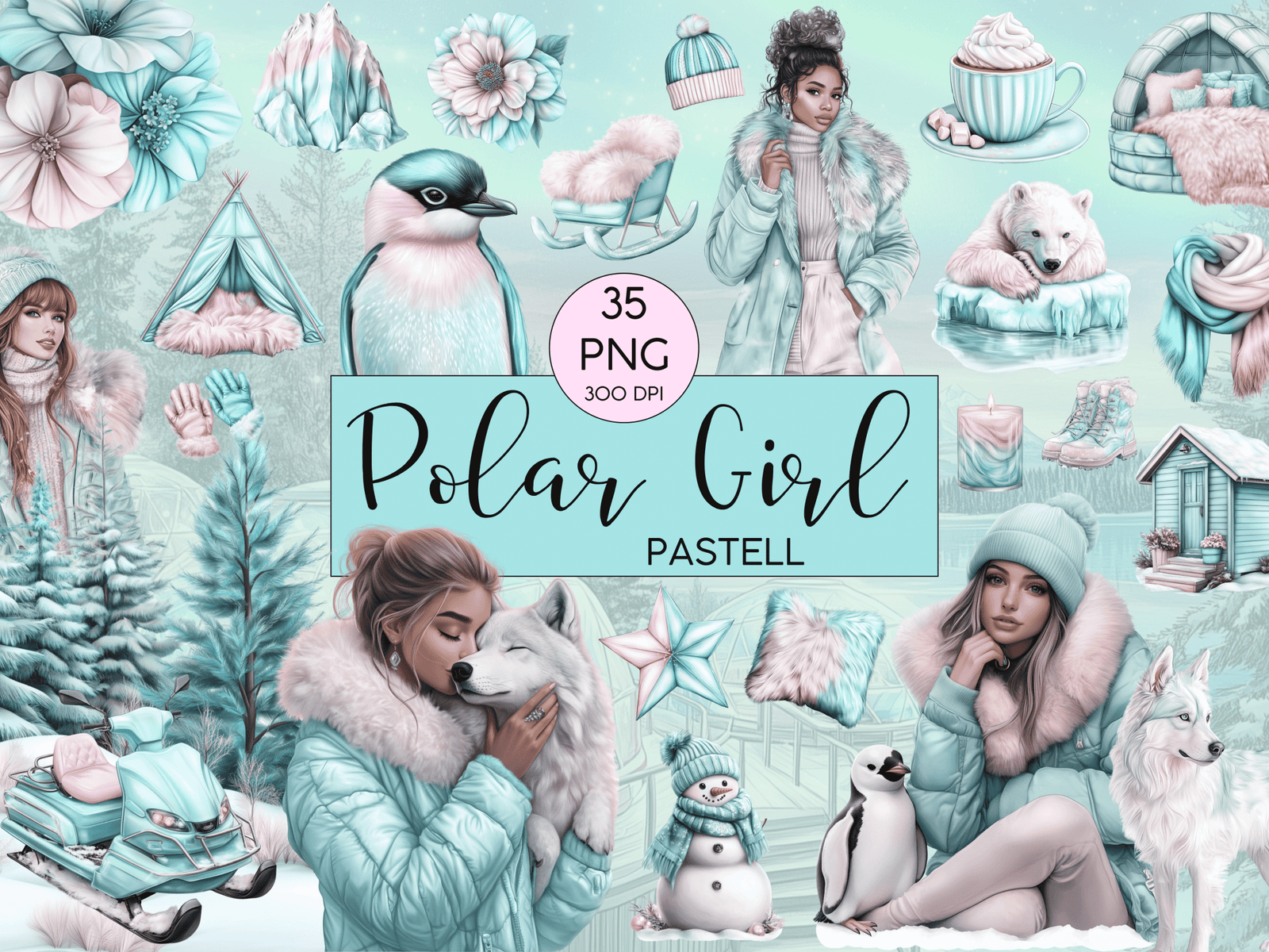 Polar Girl Pastell - Clipart Bundle - Lillysreich