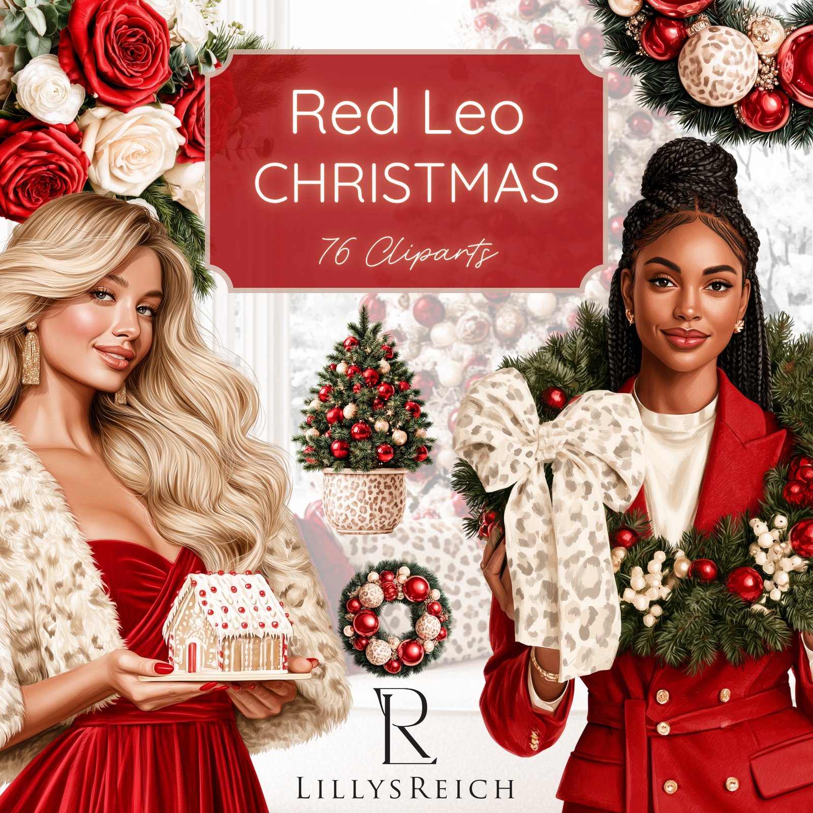 Red Leo Christmas – 76 PNG Christmas clipart collection