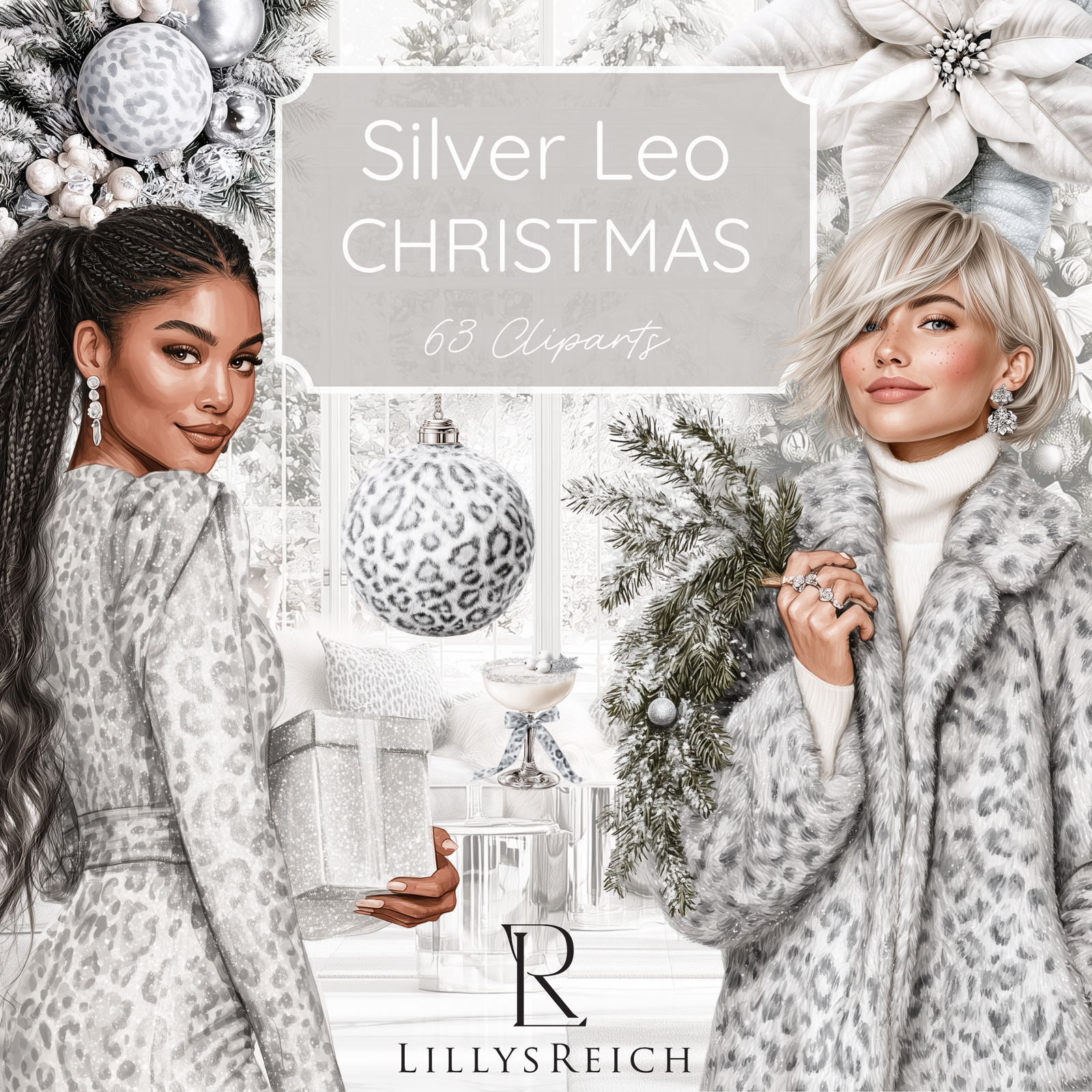 Silver Leo Christmas – 63 PNG cliparts