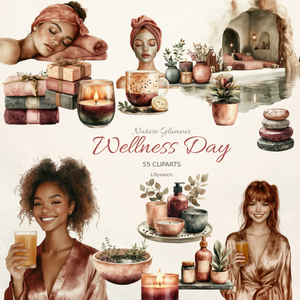Wellness Day – Nature Glamour: 55 PNG-Cliparts von Lillysreich